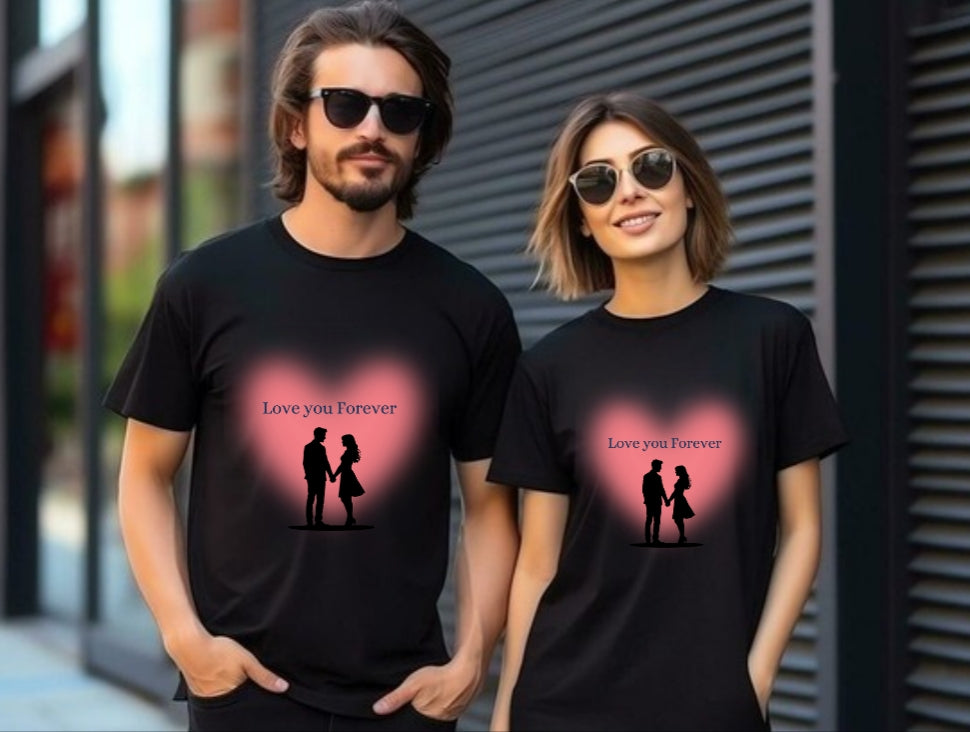 Love You Forever Couple T-Shirts – Romantic Matching Outfits for Couples"